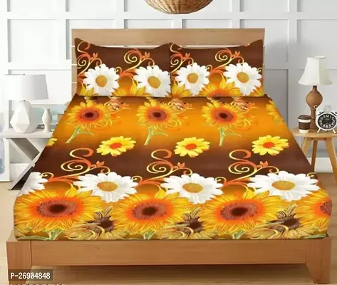 Classic Polycotton Printed Double Bedsheet with Pillow Covers