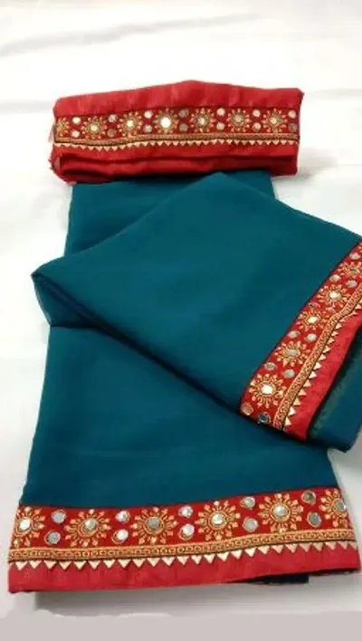 Attractive Georgette Saree with Blouse piece 