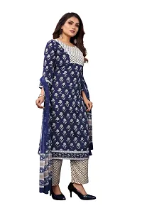 Stylish Polycotton Navy Blue  Kurta, Bottom and Dupatta Set For Women-thumb2