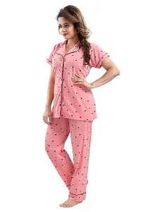 Stylish Peach Cotton Printed Night Suits For Women-thumb1