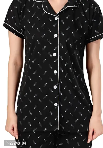 Stylish Black Cotton Printed Night Suits For Women-thumb4