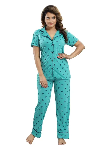 Buy WOMENOIRE Women s Cotton Printed Night Suit Set of Top Pyjama