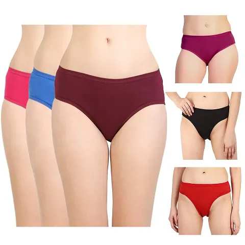 Akakee Iinnerwear Plain Panties Combo Set Briefs Underwear for Women's ( Pack of Panty ) ( Colors May Vary )