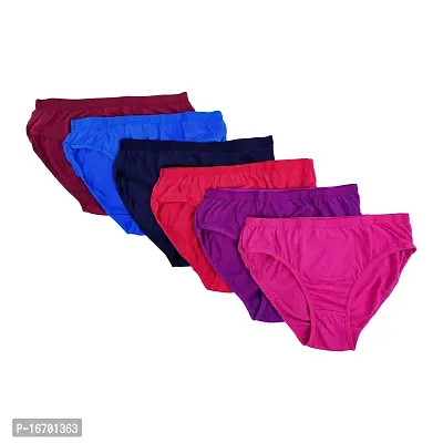 Akakee Iinnerwear Plain Cotton Panties Combo 6 Set Briefs Underwear for Women's ( Pack of 6 Panty ) ( Colors May Vary )-thumb2