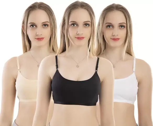 Cotton Solid Bras Pack Of 3,6