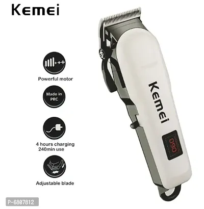 Kemei KM-809A Trimmer 120 min Runtime 4 Length Settings  (White)-thumb5