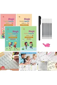 smart Magic Practice Copybook (4 Books + 1 Pen + 10 Refills + 1 Grip), Number Tracing Book with Pen, Magic Copybook Set Practical Reusable-thumb4