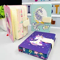 diary mix design With Magnetic Lock Notebook With Ruled Pages Fancy Unicorn Design Diary Notepad for College Students (Pack of 1 Pcs ; Random Color)-thumb2