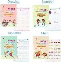 Sank Magic Practice Copybook, Number Tracing Book for Preschoolers with Pen, Magic Calligraphy Copybook Set Practical Reusable Writing Tool Simple Hand Lettering (4 BOOK + 10 REFILL+ 1 Pen +1 Grip)-thumb1