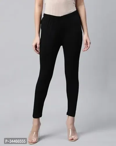 Stylish Black Cotton Lycra Leggings For Women-thumb0