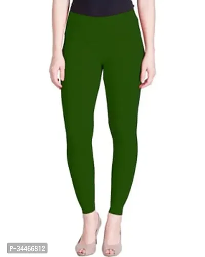 Stylish Green Cotton Lycra Leggings For Women-thumb0