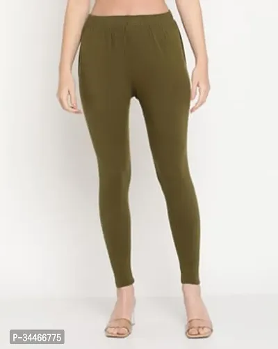 Stylish Green Cotton Lycra Leggings For Women-thumb0