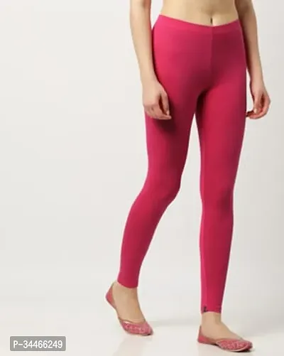 Stylish Pink Cotton Lycra Leggings For Women-thumb0