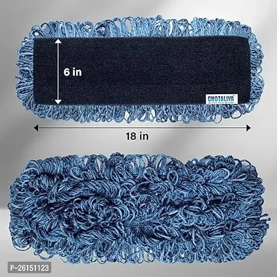 Stylish Microfiber Wet And Dry Mop Refill Pads Removable Washable 18 Inch Blue Pack Of 2