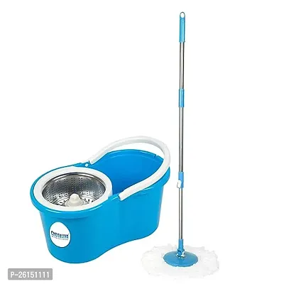 Stylish S 09 Steel Spin Cleaning Bucket Mop With 1 Refills Blue-thumb0