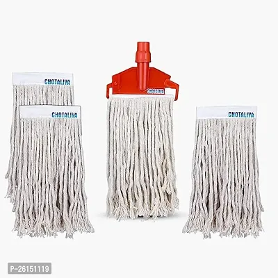 Stylish Wet Mop Refill 250 Gm With Clip And Check Duster Cloth Red 1 Pack Of 4