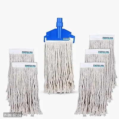 Stylish Wet Mop Refill 250 Gm With Clip And Check Duster Cloth Blue Pack Of 6