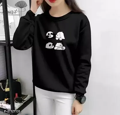 Elegant Cotton Black Panda Print T-Shirt For Women-thumb0