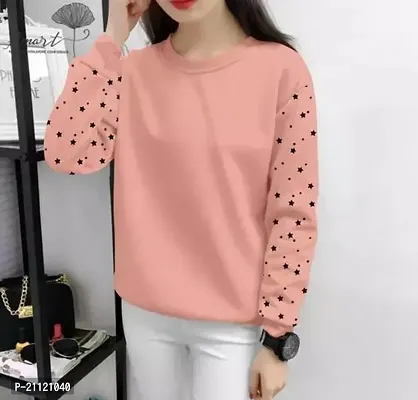 Elegant Cotton Peach Dot Print  T-Shirt For Women-thumb0