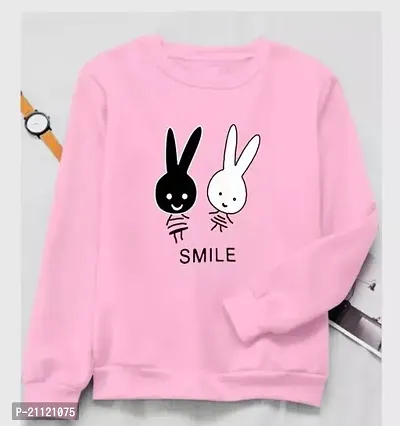 Elegant Cotton Pink Rabbit Print T-Shirt For Women-thumb0