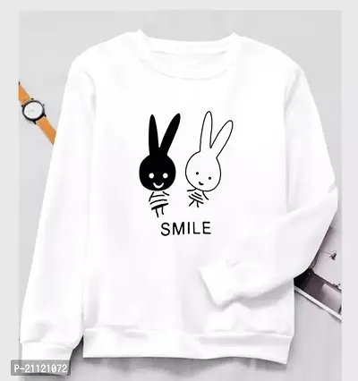 Elegant Cotton White Rabbit Print T-Shirt For Women-thumb0