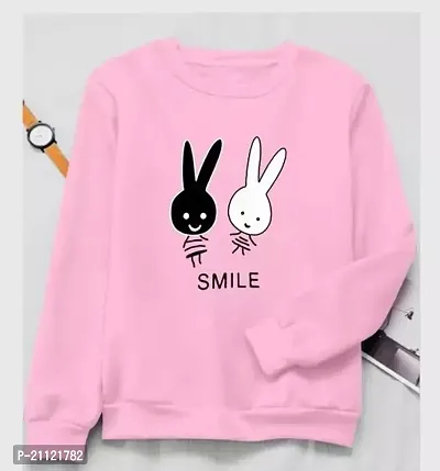 Elegant Cotton Pink Rabbit Print T-Shirt For Women-thumb0