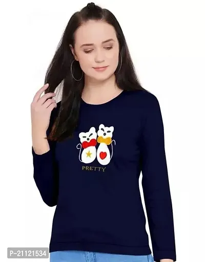 Elegant Cotton Blue Love Billi Print T-Shirt For Women-thumb0