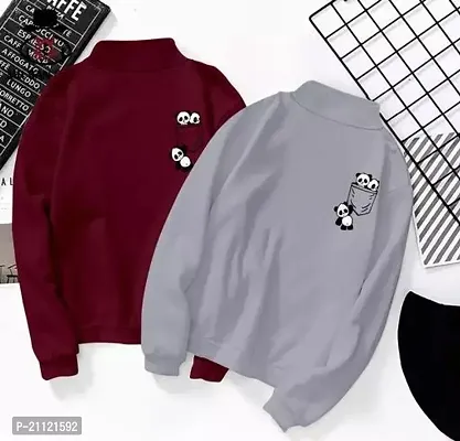 Elegant Cotton Multicolored Two Panda Print T-Shirt For Women Pack Of 2-thumb0