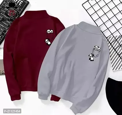 Elegant Cotton Multicolored Two Panda Print T-Shirt For Women Pack Of 2-thumb0