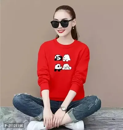 Elegant Cotton Red Panda Print T-Shirt For Women-thumb0