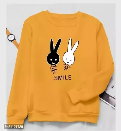 Elegant Cotton Yellow Rabbit Print T-Shirt For Women-thumb0