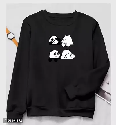 Elegant Cotton Black Panda Print T-Shirt For Women-thumb0