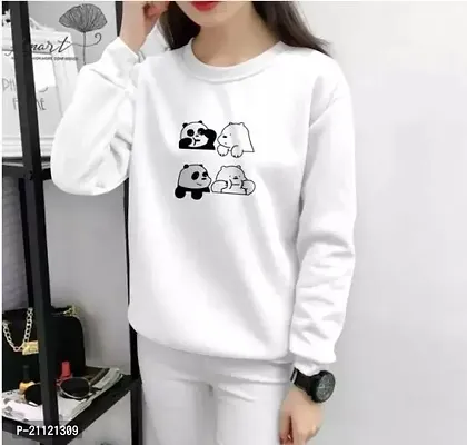 Elegant Cotton White Four Panda Print T-Shirt For Women-thumb0