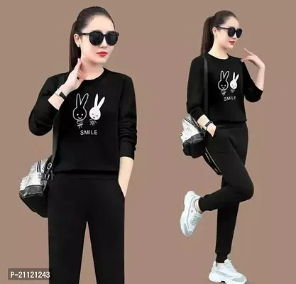 Elegant Cotton Black Rabbit Print T-Shirt For Women-thumb0