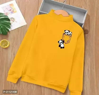 Elegant Cotton Yellow Two Panda Print T-Shirt For Women-thumb0