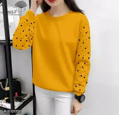 Elegant Cotton Yellow Dot Print  T-Shirt For Women-thumb0