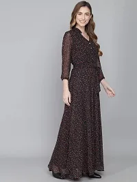 Rudraaksha Women Stylish Georgette Printed Maxi Dress-thumb4