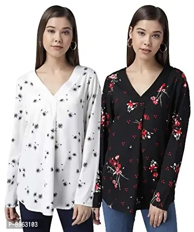 RUDRAKRITI Women Crepe Printed top (Pack of 2)-thumb0