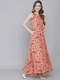 Rudraaksha Women Stylish Crepe Printed Maxi Dress(Peach_2XL)-thumb4