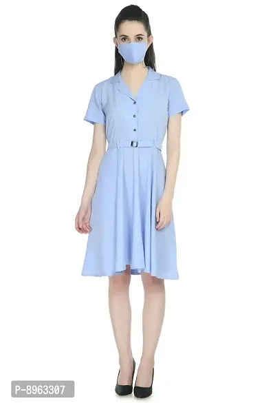 TOGZZ Women's Knee Length Dress (Cloud Blue L)-thumb2