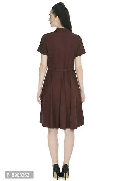 TOGZZ Women's Knee Length Dress (Brown S)-thumb3