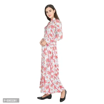 RUDRAKRITI Women's Cotton Pink Floral Printed Maxi Dress-thumb3