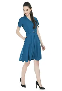 TOGZZ Women's Knee Length Dress (Blue M)-thumb4