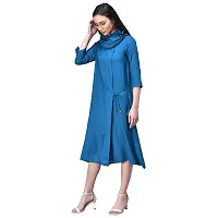 RUDRAKRITI Women Cowl Neck Dress Royal Blue-thumb1