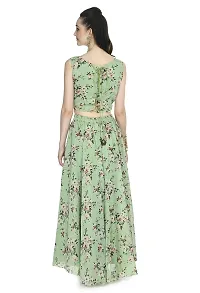 Rudrakriti women light green printed Crop Top  Skirt with duptta set-thumb2