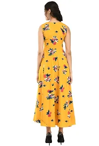 RUDRAKRITI Women's Crepe Printed Maxi Dress (Free Mask) ()-thumb2