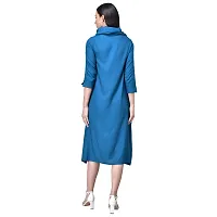 RUDRAKRITI Women Cowl Neck Dress Royal Blue-thumb2