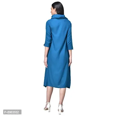 RUDRAKRITI Women Cowl Neck Dress Royal Blue-thumb3