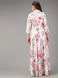 Togzz Women Floral Printed Stylish Maxi Dress White-thumb3