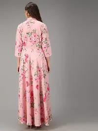 Togzz Women Floral Printed Stylish Maxi Dress Pink-thumb3